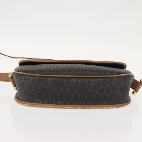 Christian Dior Honeycomb Canvas Shoulder Bag PVC Black Gold Auth BA7309 - Picture 7 of 16